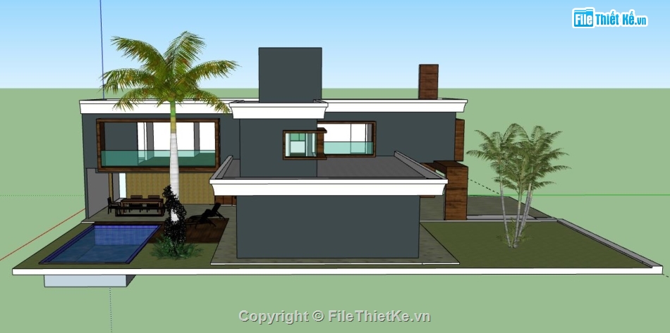 Biệt thự 2 tầng,model su biệt thự 2 tầng,file sketchup biệt thự 2 tầng,biệt thự 2 tầng model su