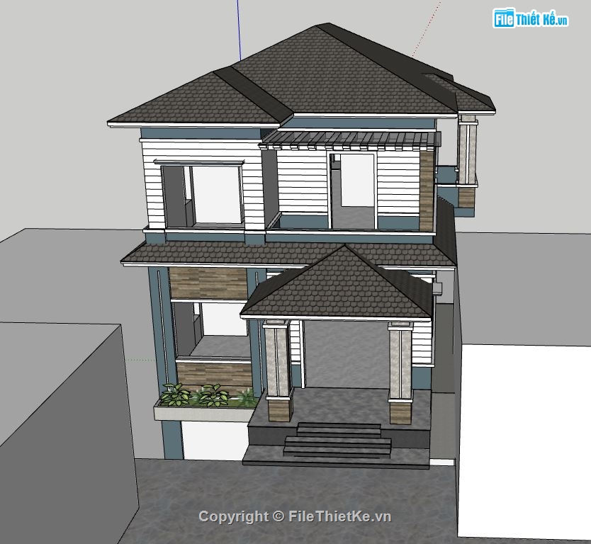 biệt thự su,sketchup biệt thự,model su biệt thự
