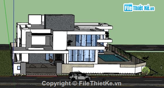 Biệt thự 2 tầng,model su biệt thự 2 tầng,biệt thự 2 tầng file su,file sketchup biệt thự 2 tầng,dựng biệt thự 2 tầng model su