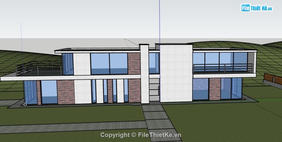 Biệt thự 2 tầng,model su biệt thự 2 tầng,biệt thự 2 tầng file su,sketchup biệt thự 2 tầng