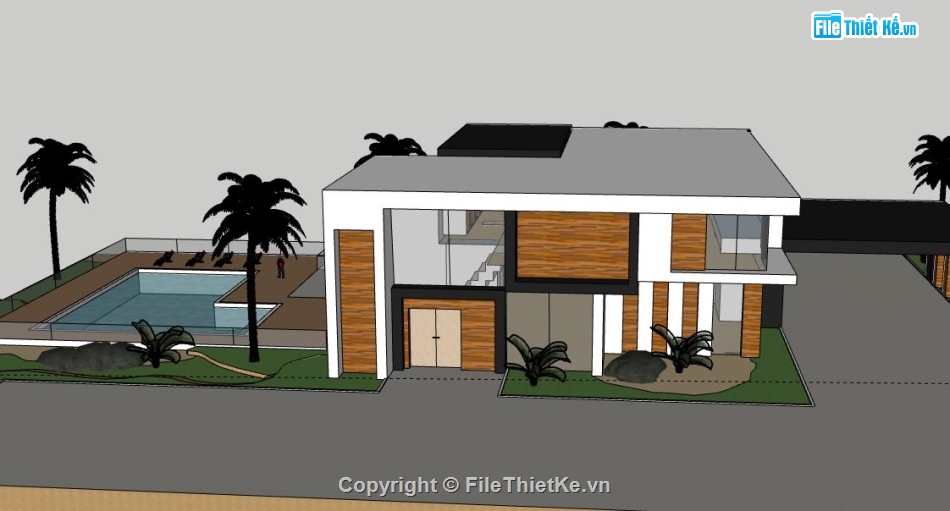 Biệt thự 2 tầng,model su biệt thự 2 tầng,file sketchup biệt thự 2 tầng
