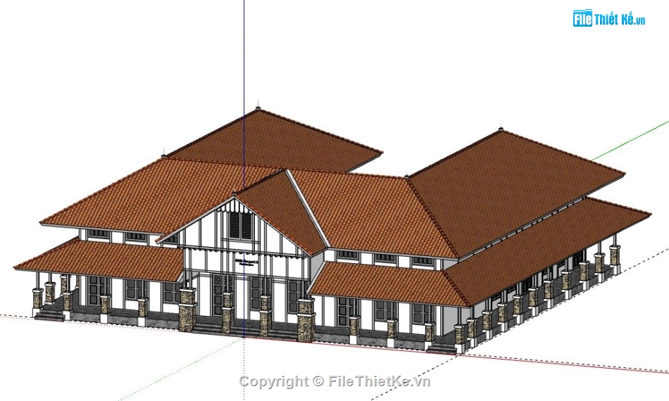 Biệt thự 2 tầng,model su biệt thự 2 tầng,biệt thự 2 tầng file su,sketchup biệt thự 2 tầng