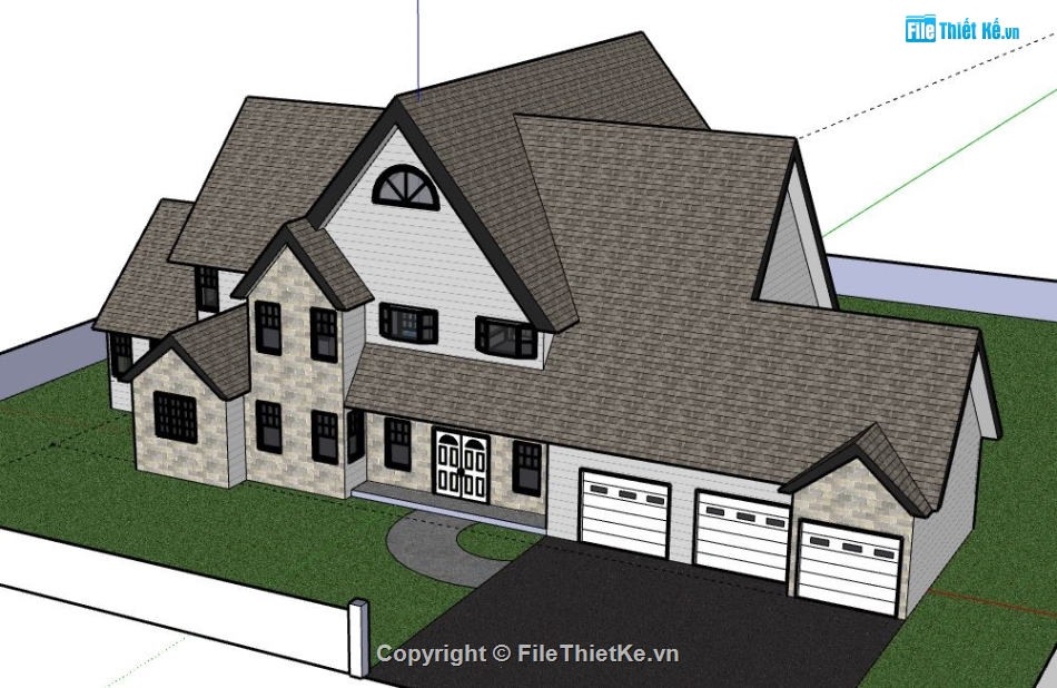 Biệt thự 2 tầng,model su biệt thự 2 tầng,biệt thự 2 tầng file su,file sketchup biệt thự 2 tầng