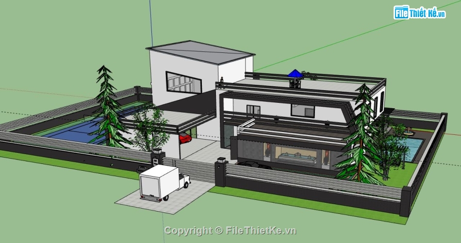 Biệt thự 2 tầng,model su biệt thự 2 tầng,biệt thự 2 tầng file su