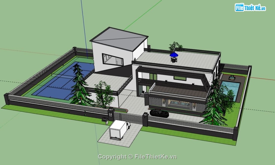 Biệt thự 2 tầng,model su biệt thự 2 tầng,biệt thự 2 tầng file su