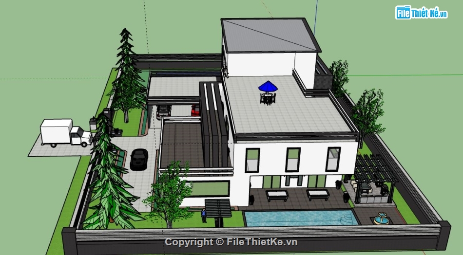 Biệt thự 2 tầng,model su biệt thự 2 tầng,biệt thự 2 tầng file su