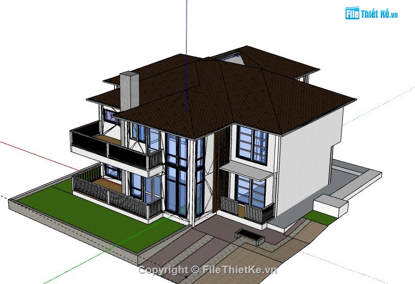 biệt thự 2 tầng file su,sketchup biệt thự 2 tầng,biệt thự 2 tầng model su,file su biệt thự 2 tầng