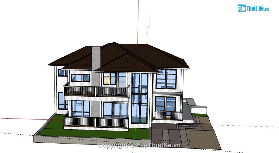 biệt thự 2 tầng file su,sketchup biệt thự 2 tầng,biệt thự 2 tầng model su,file su biệt thự 2 tầng