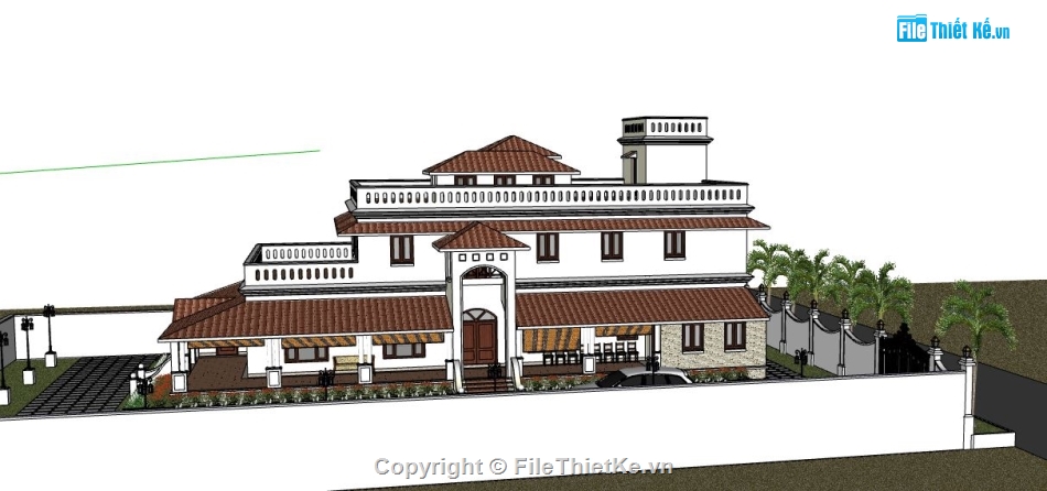 Biệt thự 2 tầng,model su biệt thự 2 tầng,mẫu biệt thự 2 tầng sketchup,sketchup biệt thự 2 tầng hiện đại