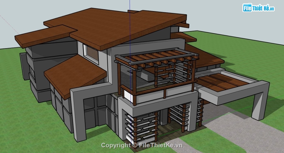 su nhà 2 tầng,model su nhà 2 tầng,sketchup nhà 2 tầng