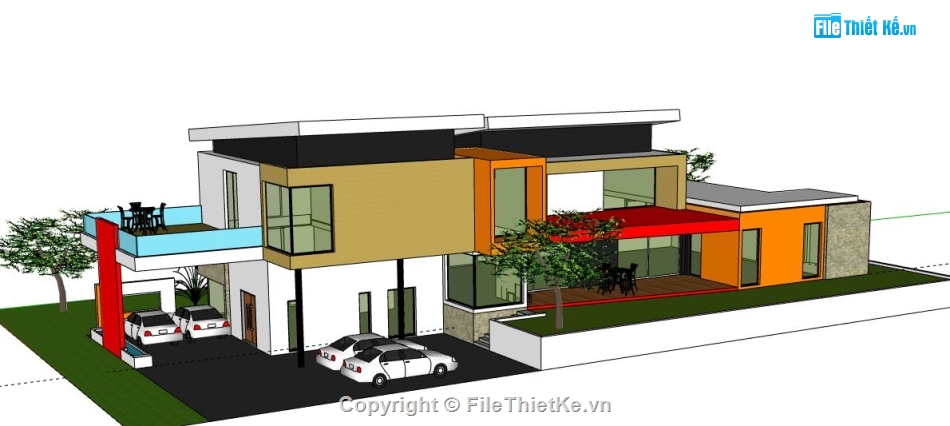 Biệt thự 2 tầng,model su biệt thự 2 tầng,file su biệt thự 2 tầng,biệt thự 2 tầng sketchup