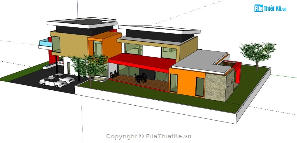 Biệt thự 2 tầng,model su biệt thự 2 tầng,file su biệt thự 2 tầng,biệt thự 2 tầng sketchup