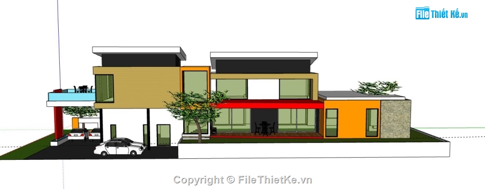 Biệt thự 2 tầng,model su biệt thự 2 tầng,file su biệt thự 2 tầng,biệt thự 2 tầng sketchup