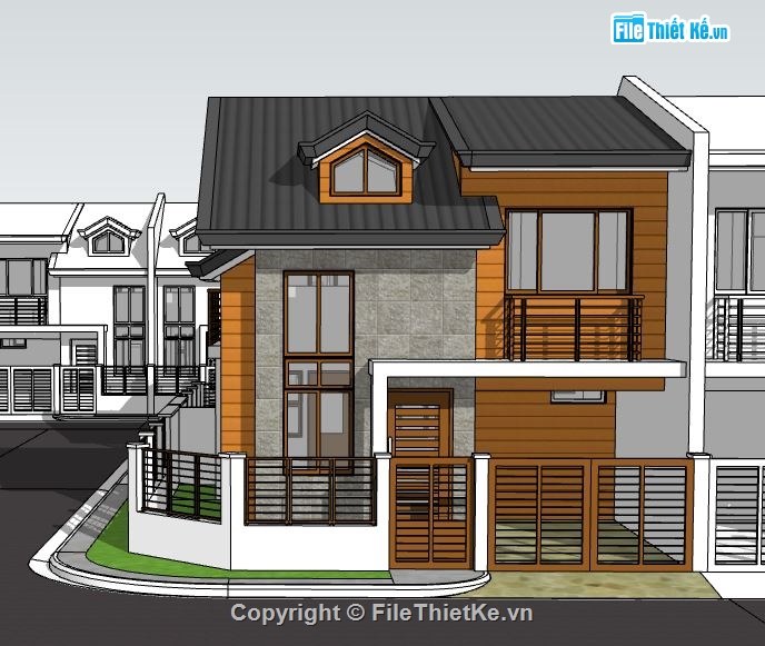 Biệt thự  2 tầng,biệt thự 2 tầng file su,model su biệt thự 2 tầng,biệt thự 2 tầng skp