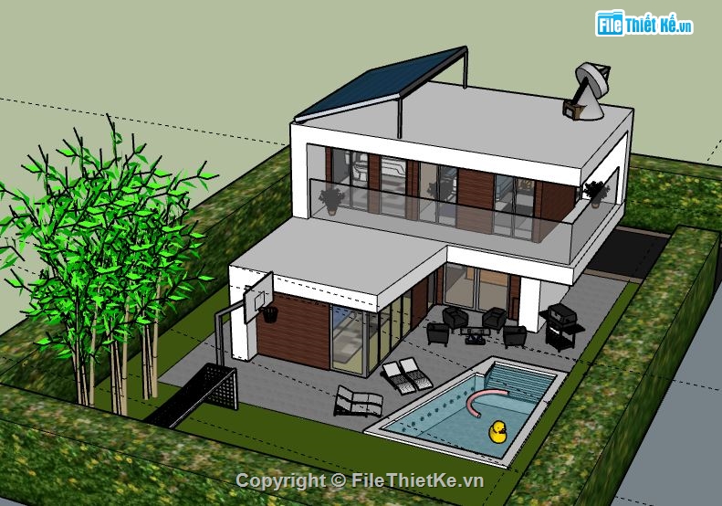 Biệt thự 2 tầng,model su biệt thự 2 tầng,biệt thự 2 tầng file su,sketchup biệt thự 2 tầng