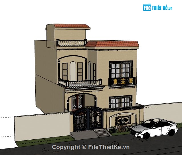 Biệt thự 2 tầng,model su biệt thự 2 tầng,file su biệt thự 2 tầng,biệt thự 2 tầng sketchup,model biệt thự 2 tầng sketchup