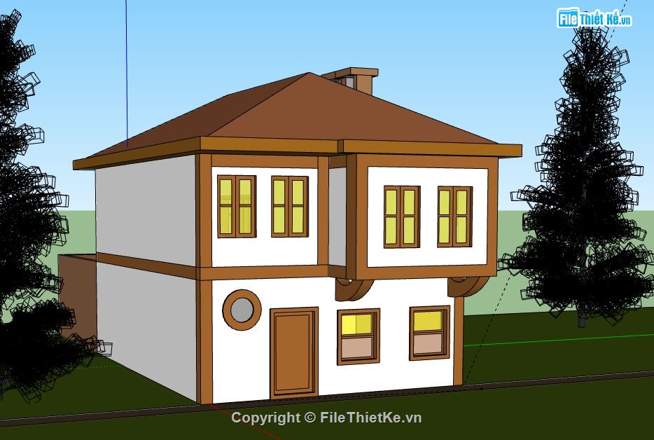 Biệt thự 2 tầng,model su biệt thự 2 tầng,biệt thự 2 tầng file su