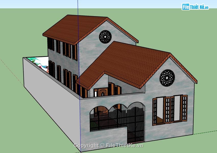 Biệt thự 2 tầng,model su biệt thự 2 tầng,file su biệt thự 2 tầng,sketchup biệt thự 2 tầng,biệt thự 2 tầng file su