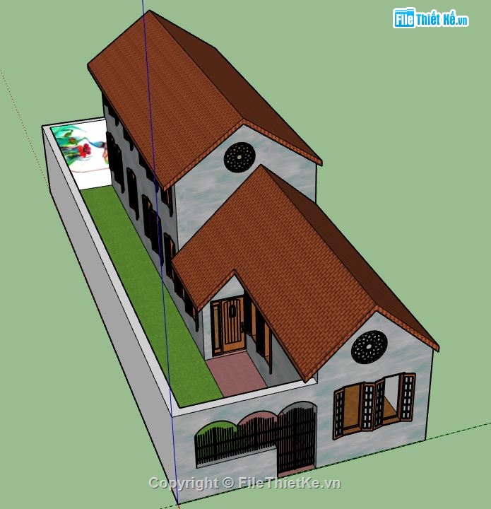 Biệt thự 2 tầng,model su biệt thự 2 tầng,file su biệt thự 2 tầng,sketchup biệt thự 2 tầng,biệt thự 2 tầng file su