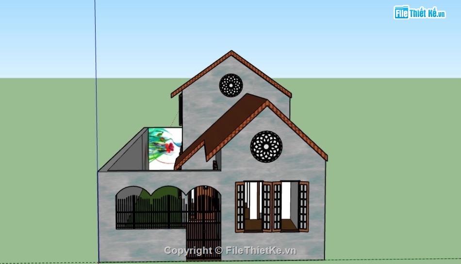 Biệt thự 2 tầng,model su biệt thự 2 tầng,file su biệt thự 2 tầng,sketchup biệt thự 2 tầng,biệt thự 2 tầng file su