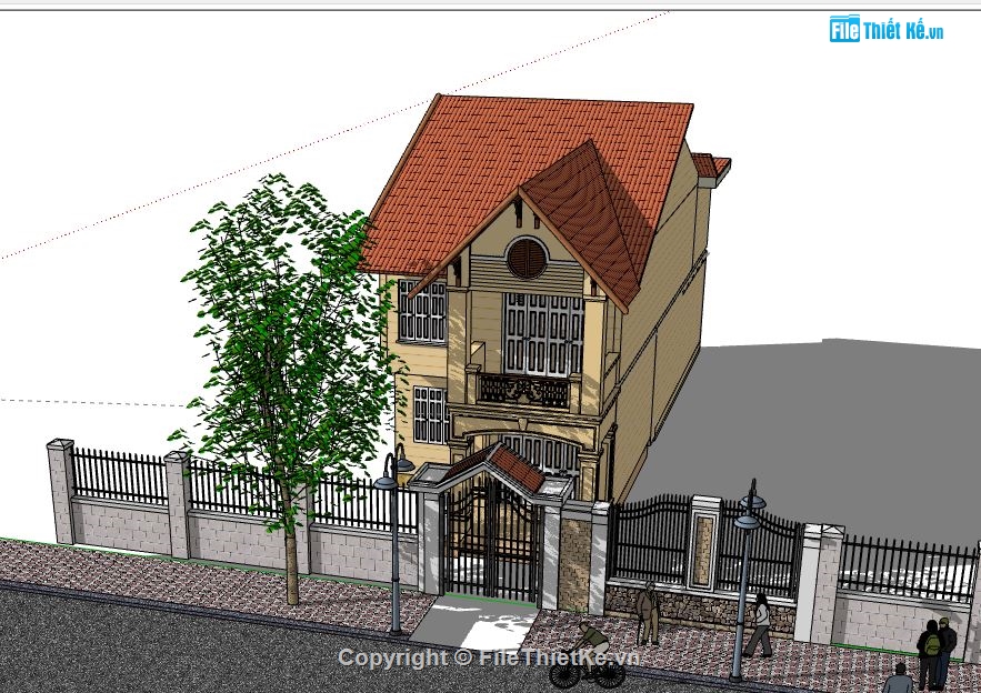 Biệt thự 2 tầng,model su biệt thự 2 tầng,biệt thự 2 tầng file su,sketchup biệt thự 2 tầng