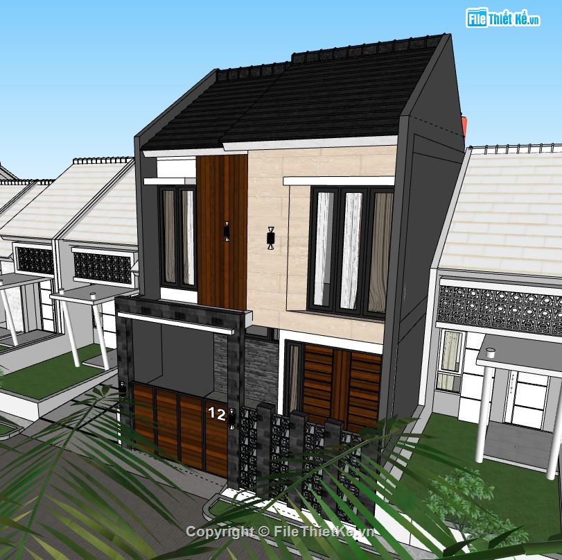 Biệt thự 2 tầng,model su biệt thự 2 tầng,biệt thự 2 tầng file su,sketchup biệt thự 2 tầng,biệt thự 2 tầng model su