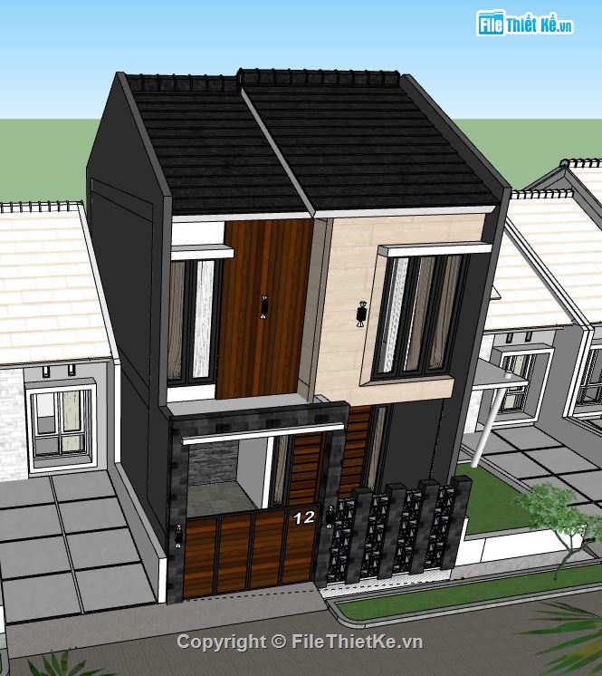 Biệt thự 2 tầng,model su biệt thự 2 tầng,biệt thự 2 tầng file su,sketchup biệt thự 2 tầng,biệt thự 2 tầng model su