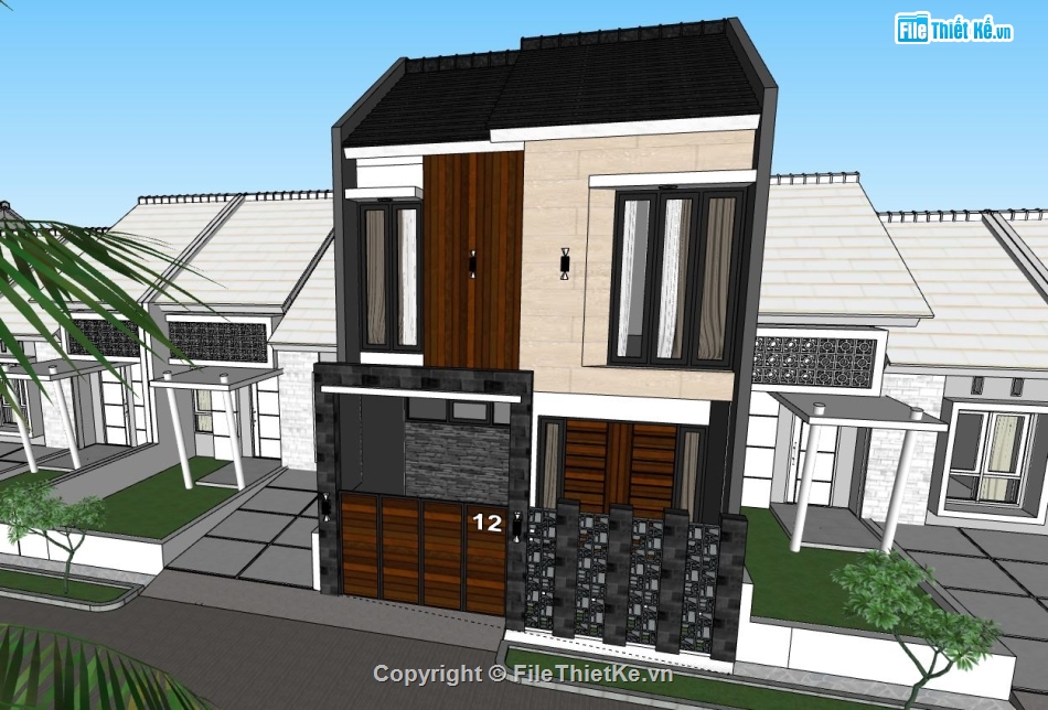 Biệt thự 2 tầng,model su biệt thự 2 tầng,biệt thự 2 tầng file su,sketchup biệt thự 2 tầng,biệt thự 2 tầng model su