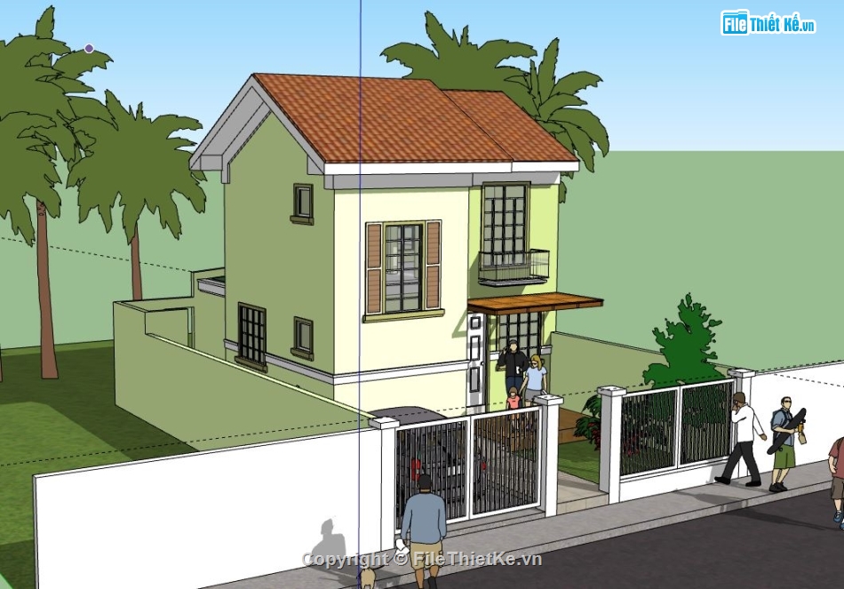 Biệt thự 2 tầng,model su biệt thự 2 tầng,biệt thự 2 tầng file su,file sketchup biệt thự 2 tầng,thiết kế biệt thự 2 tầng file su