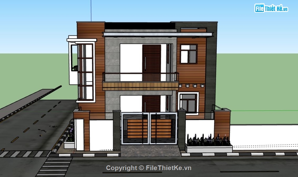 Biệt thự 2 tầng,model su biệt thự 2 tầng,biệt thự 2 tầng file su,file sketchup biệt thự 2 tầng