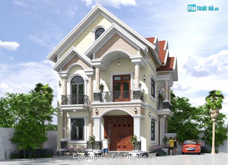 biệt thự 2 tầng,biệt thự mái thái,biệt thự mái thái 2 tầng