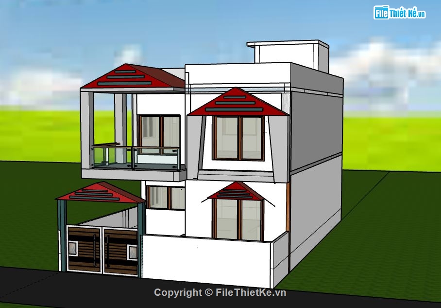 Biệt thự 2 tầng,model su biệt thự 2 tầng,mẫu biệt thự 2 tầng sketchup,file su biệt thự 2 tầng