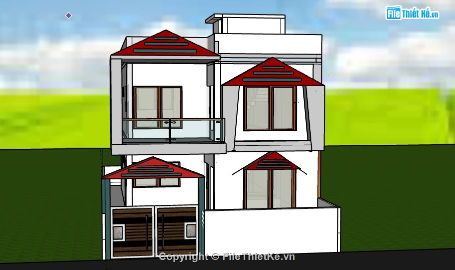 Biệt thự 2 tầng,model su biệt thự 2 tầng,mẫu biệt thự 2 tầng sketchup,file su biệt thự 2 tầng