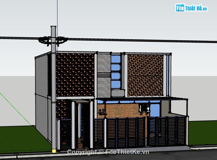 Biệt thự 2 tầng,model su biệt thự 2 tầng,file su biệt thự 2 tầng,sketchup biệt thự 2 tầng