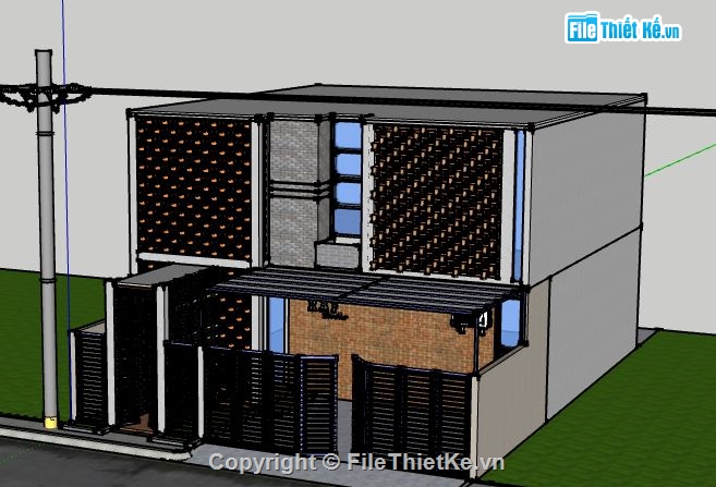 Biệt thự 2 tầng,model su biệt thự 2 tầng,file su biệt thự 2 tầng,sketchup biệt thự 2 tầng