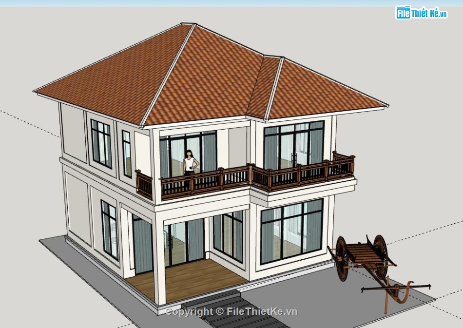 Biệt thự 2 tầng,model su biệt thự 2 tầng,biệt thự 2 tầng file su,file sketchup biệt thự 2 tầng