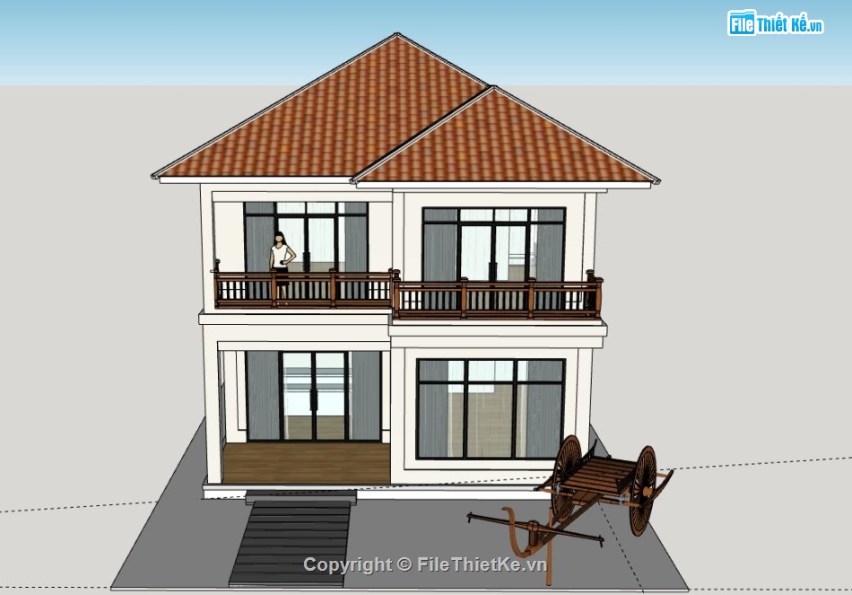 Biệt thự 2 tầng,model su biệt thự 2 tầng,biệt thự 2 tầng file su,file sketchup biệt thự 2 tầng