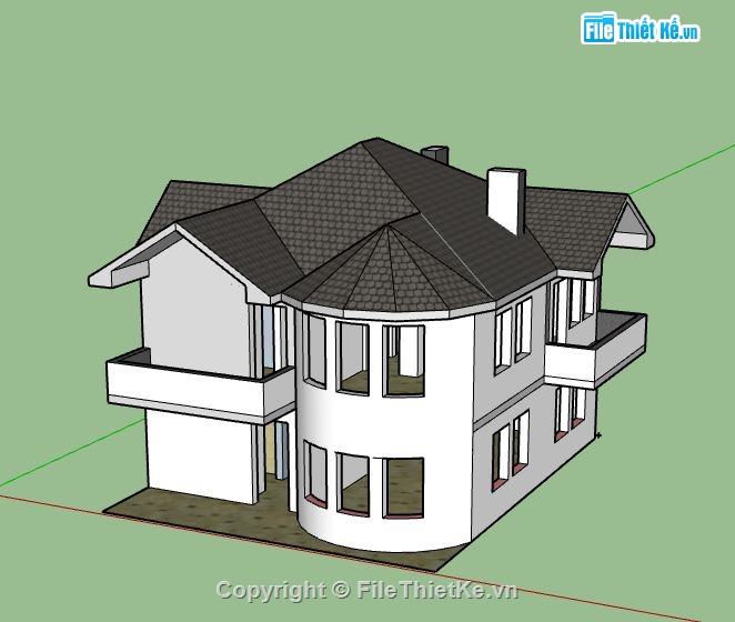 Biệt thự 2 tầng,model su biệt thự 2 tầng,biệt thự 2 tầng sketchup,file sketchup biệt thự 2 tầng