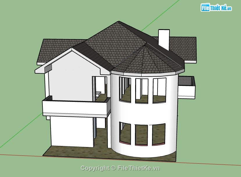 Biệt thự 2 tầng,model su biệt thự 2 tầng,biệt thự 2 tầng sketchup,file sketchup biệt thự 2 tầng