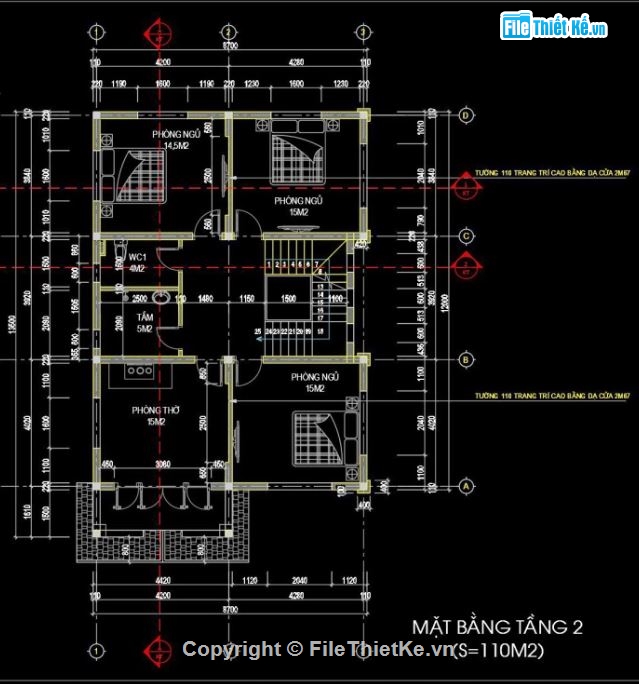 Biệt thự,Biệt thự 2 tầng,file cad biệt thự 2 tầng