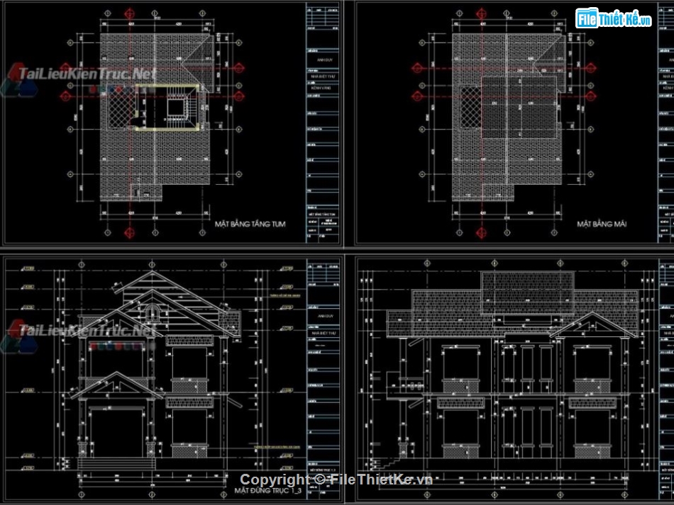 Biệt thự,Biệt thự 2 tầng,file cad biệt thự 2 tầng
