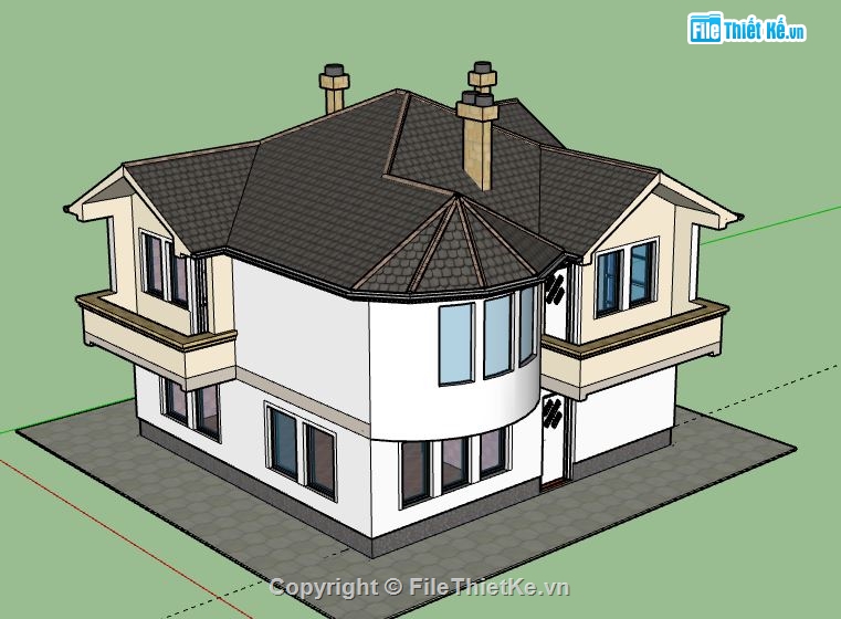 Biệt thự 2 tầng,model su biệt thự 2 tầng,biệt thự 2 tầng sketchup,sketchup biệt thự 2 tầng,nhà biệt thự 2 tầng file su