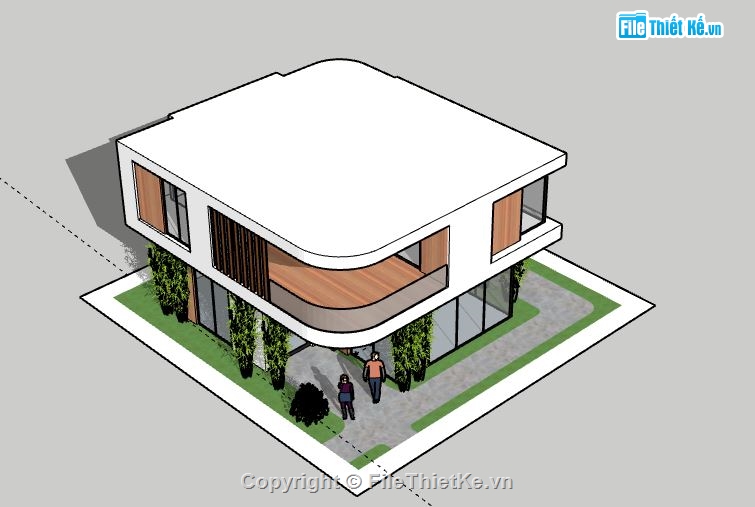 nhà biệt thự 2 tầng file sketchup,biệt thự 2 tầng,file su biệt thự 2 tầng