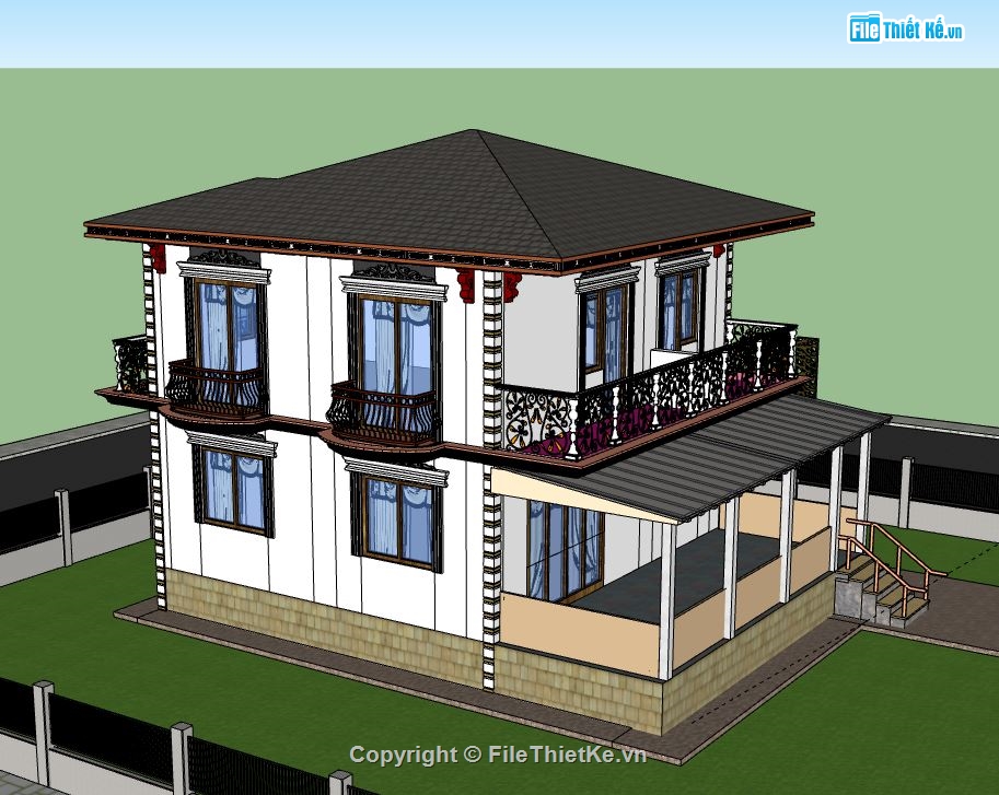 Biệt thự 2 tầng,model su biệt thự 2 tầng,biệt thự 2 tầng file su,file sketchup biệt thự 2 tầng,biệt thự 2 tầng sketchup