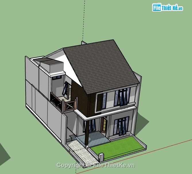 Biệt thự 2 tầng,Model su biệt thự 2 tầng,biệt thự 2 tầng file su,sketchup biệt thự 2 tầng