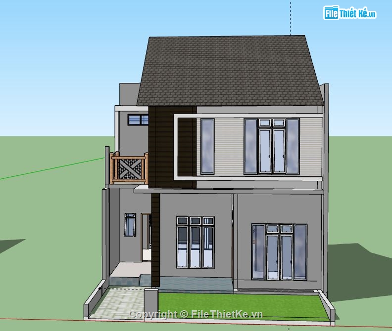 Biệt thự 2 tầng,Model su biệt thự 2 tầng,biệt thự 2 tầng file su,sketchup biệt thự 2 tầng