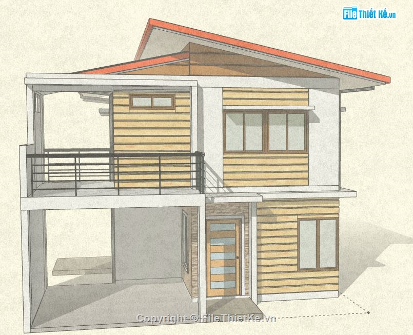 Biệt thự 2 tầng,model su biệt thự 2 tầng,mẫu biệt thự 2 tầng sketchup,file sketchup biệt thự 2 tầng