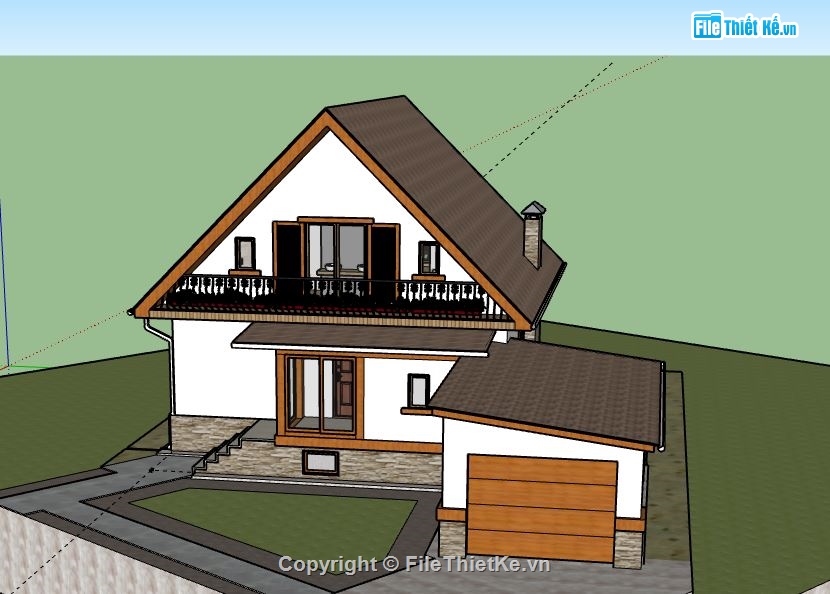 Biệt thự 2 tầng,model su biệt thự 2 tầng,file sketchup biệt thự 2 tầng