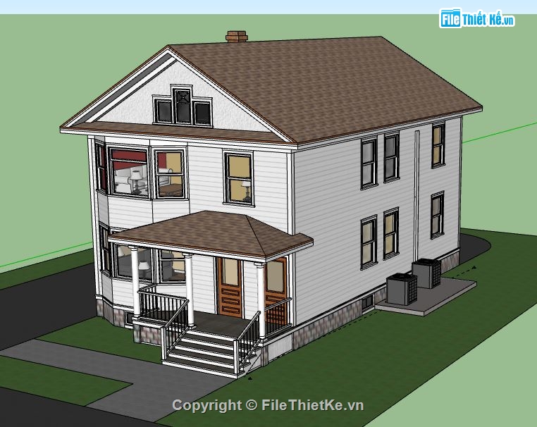 Biệt thự 2 tầng,model su biệt thự 2 tầng,biệt thự 2 tầng file su,sketchup biệt thự 2 tầng