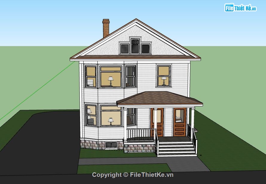 Biệt thự 2 tầng,model su biệt thự 2 tầng,biệt thự 2 tầng file su,sketchup biệt thự 2 tầng